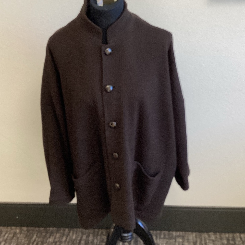 Eskandar mens Brown Button-Up Coat 0